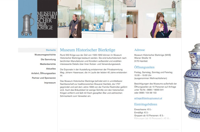 Webdesign & Grafik - Beispiel: Museum Historischer Bierkrüge