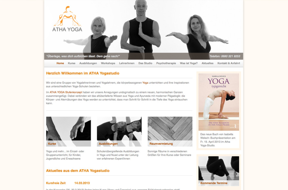 Webdesign & Grafik - Beispiel: Atha-Yoga Studio