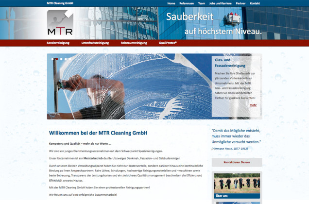 Webdesign & Grafik - Beispiel: MTR Cleaning GmbH